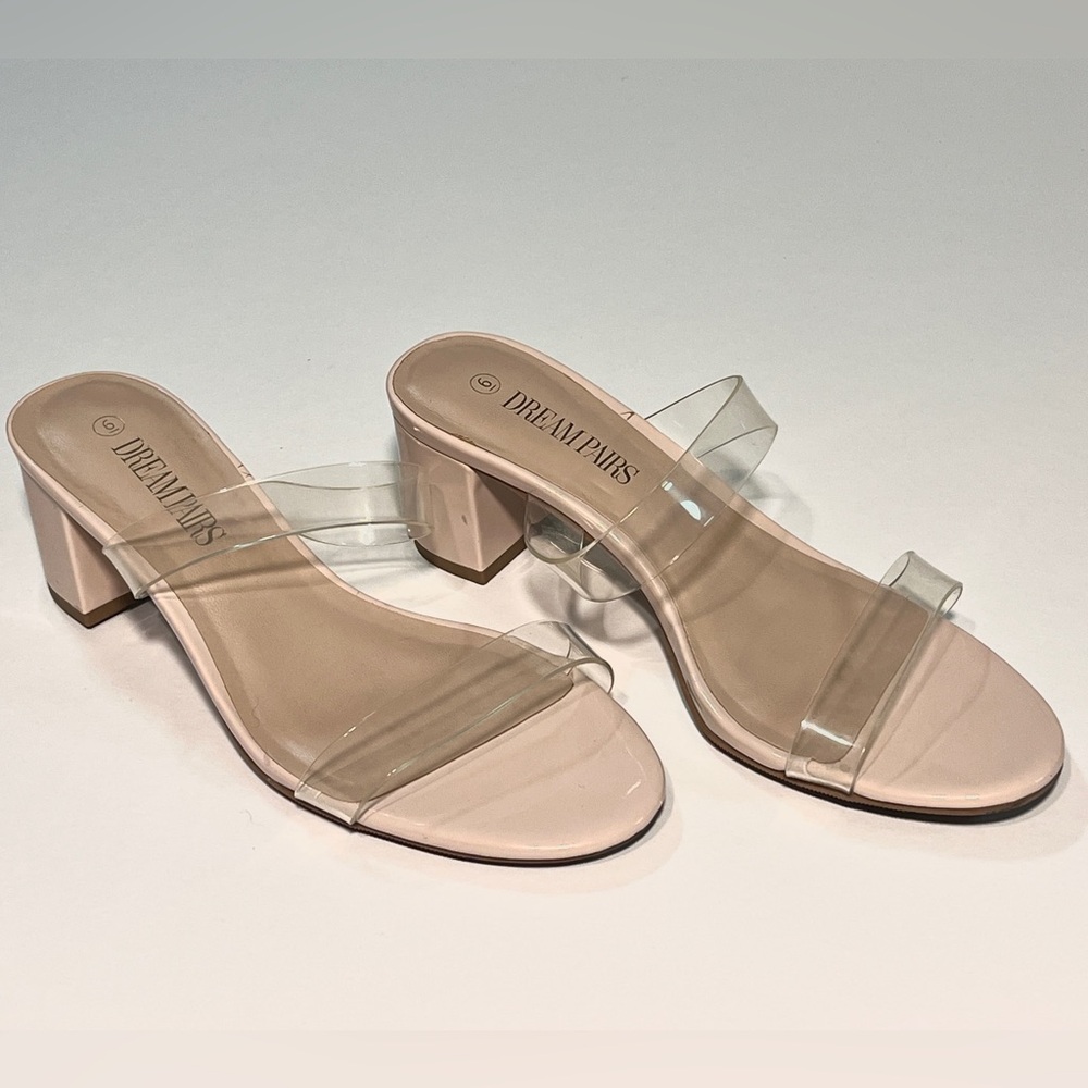 Dream Pairs Women's Heels with Clear Straps - Cream